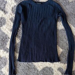 Navy Ribbed Long Sleeve Sweater